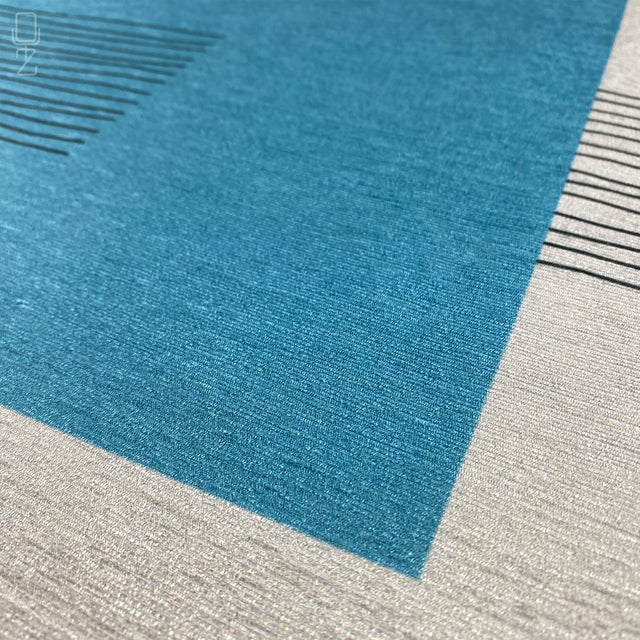 Blue Square & Striped Grey Pillow Cover