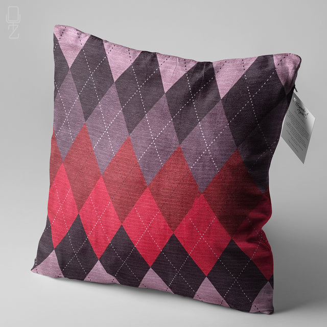 Diamond Pattern Pillow Cover with Warm Colours