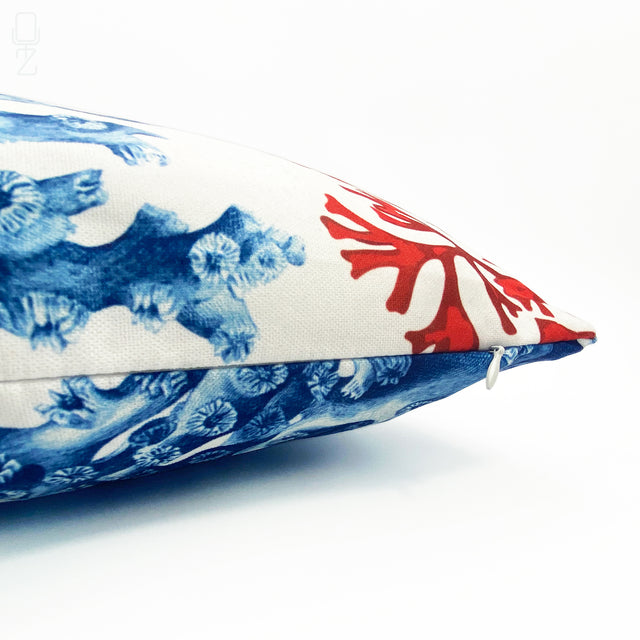 Blue & Red Coral Reef Theme Cushion Cover