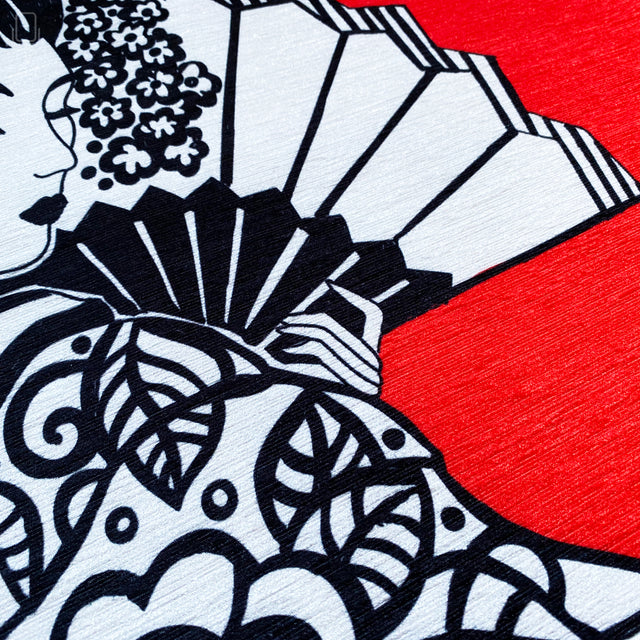 A Japanese Woman Theme Red Cushion Cover