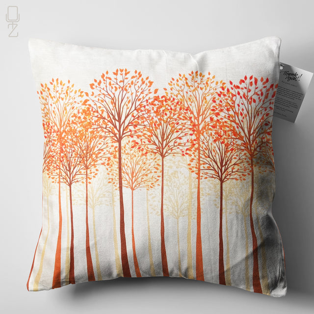 Cushion Cover with Orange Tree Design