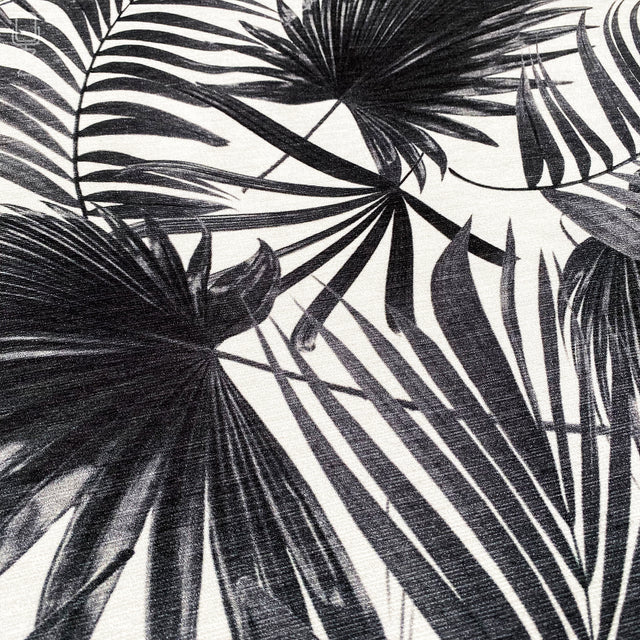 Tropical Black & White Leaves Cushion Cover