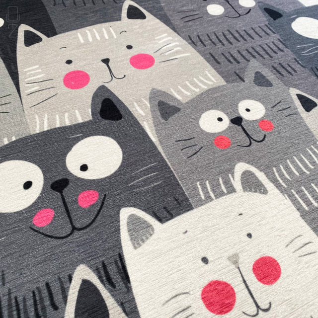 Cute Grey Cats Pillow Covers with Pink Cheeks