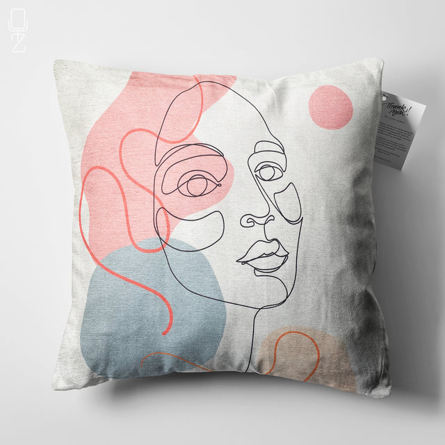 Abstract Face Pattern Pillow Cover