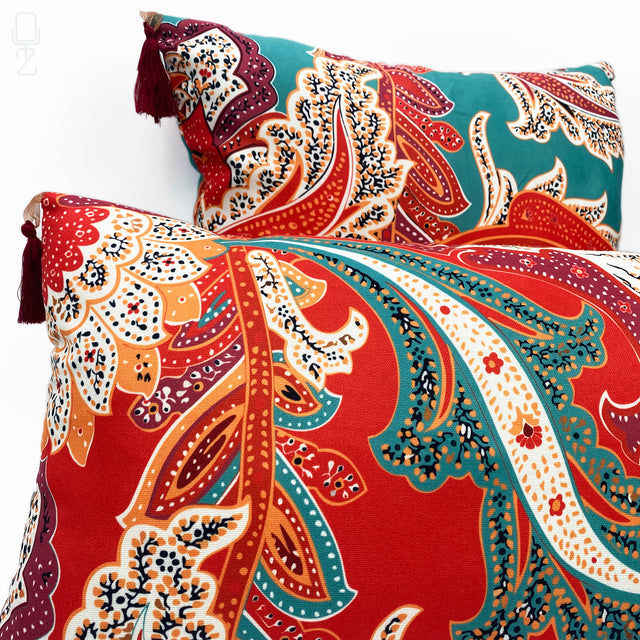 Red & Green Ethnic Set of 2 Cushion Covers