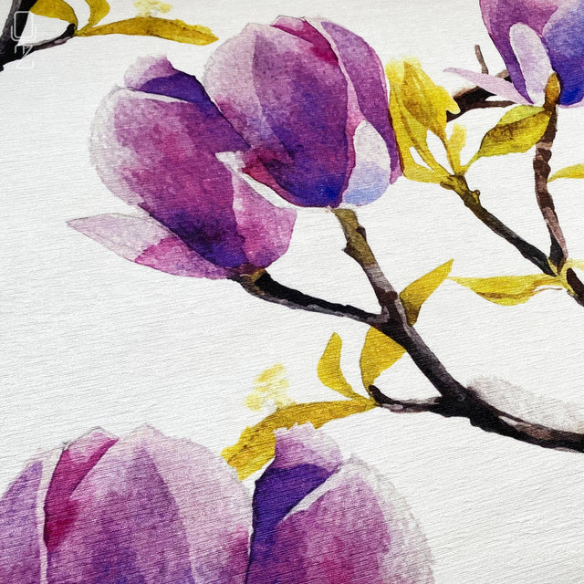 Cushion Cover with Purple Magnolia Pattern