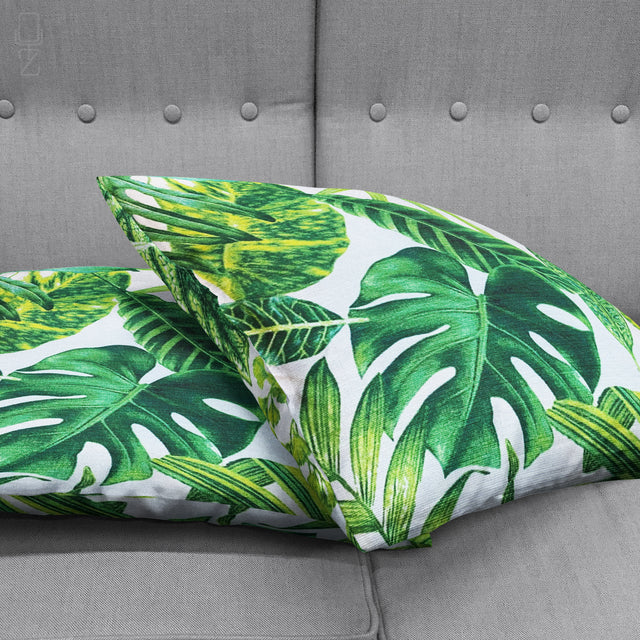 Green Tropical Palm Leaves Cushion Cover