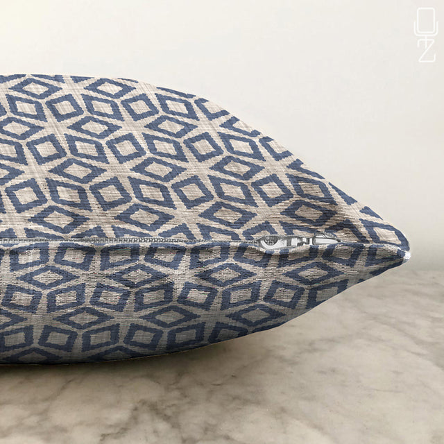Cushion Cover with Blue Diamond Pattern