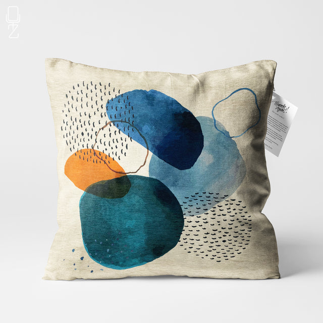 Ivory Pillow Cover with Watercolour Patterned