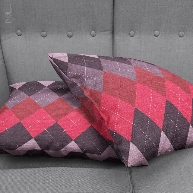 Diamond Pattern Pillow Cover with Warm Colours