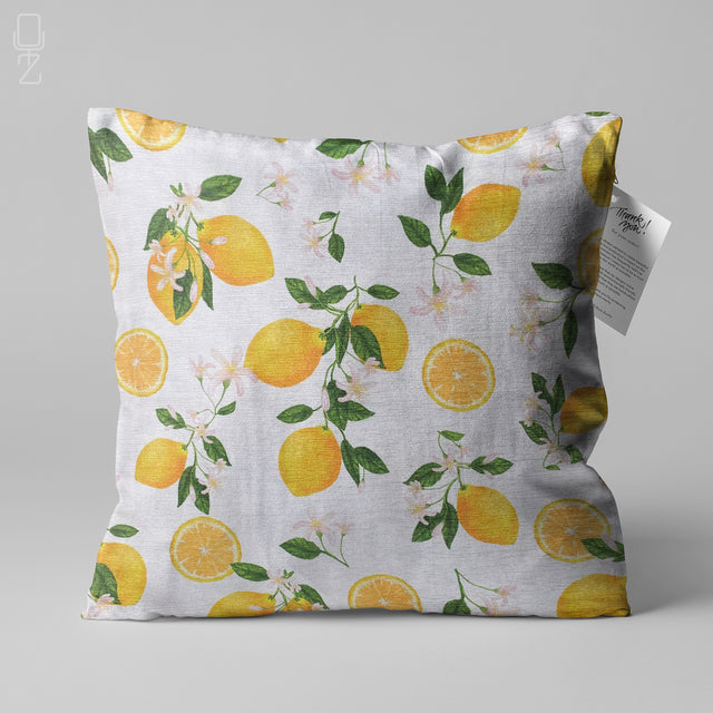 Lemons & Floral Pattern Cushion Cover
