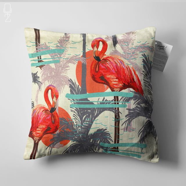 Decorative Cushion Covers with Red Flamingos