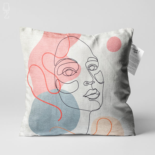 Abstract Face Pattern Pillow Cover