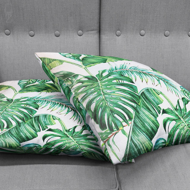 Green Tropical Leaves Pillow Cover