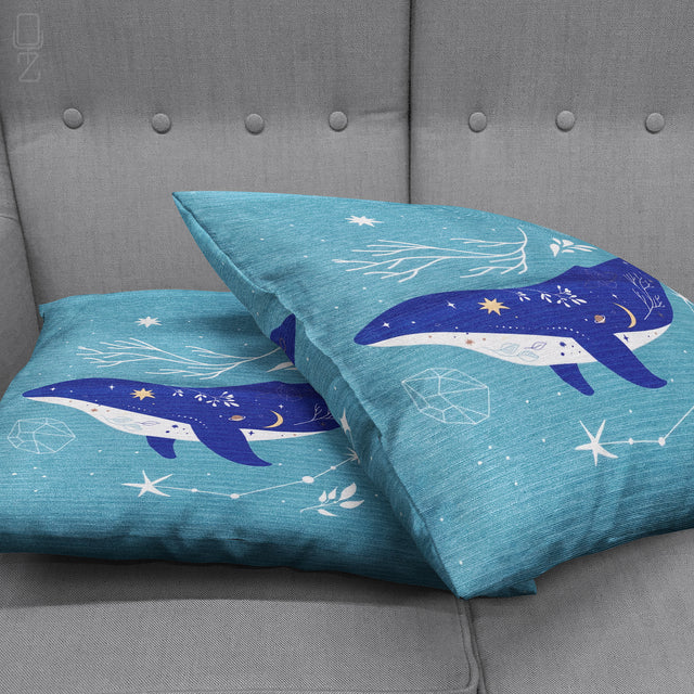 Whale Design Blue Decorative Pillow Cover
