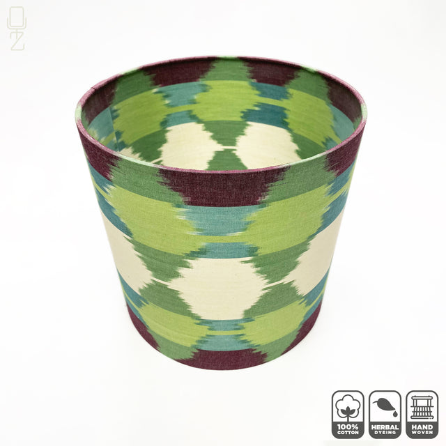Traditional Ikat Green & Ivory Lampshades