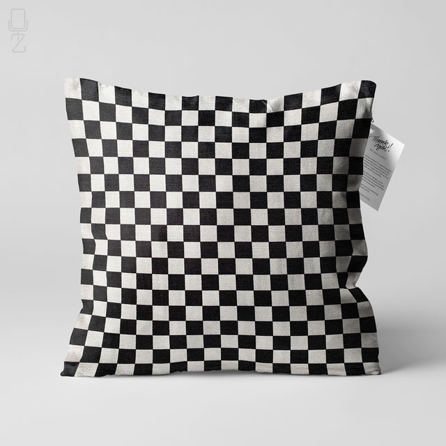 Black Checker Pattern Decorative Cushion Cover