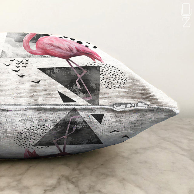 Cushion Cover with Pink Flamingo Theme