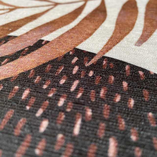 Sun & Leaves Pillow Cover with Brown and Black