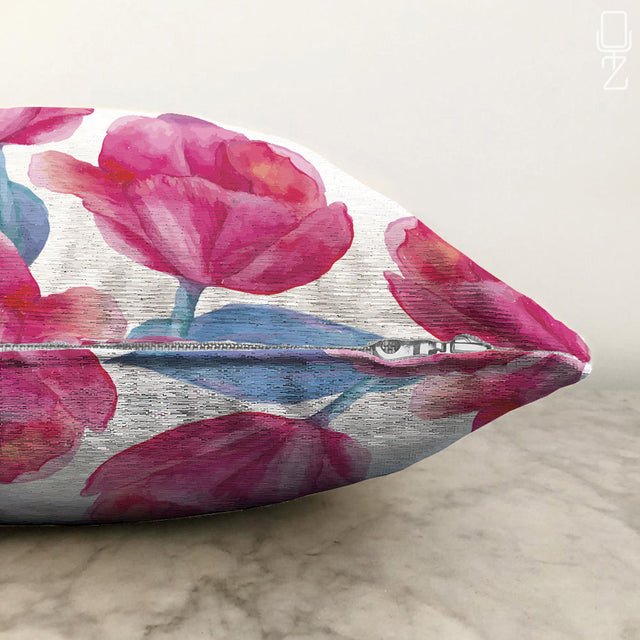 Pink and Blue Floral Cushion Cover