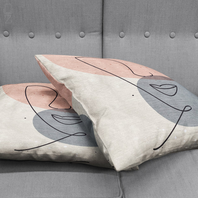 Abstract Face Pattern Pillow Cover