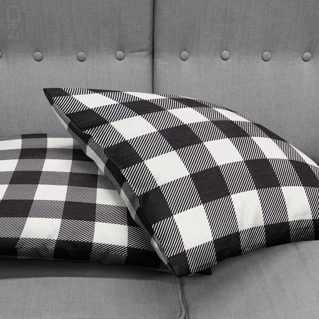 Gingham Cushion Cover with Black & White