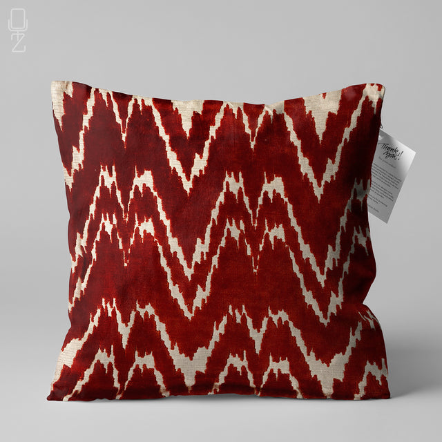 Orange Geometric Velvet Cushion Cover