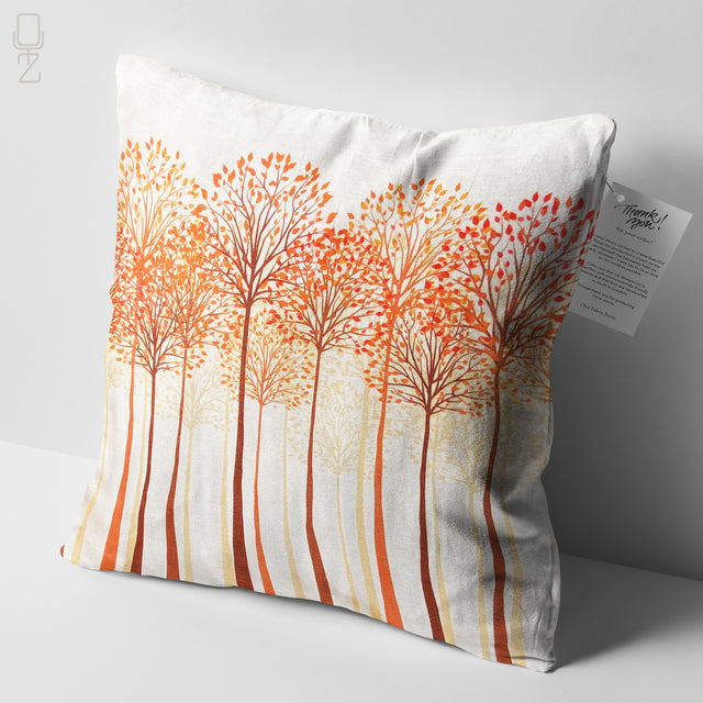 Cushion Cover with Orange Tree Design