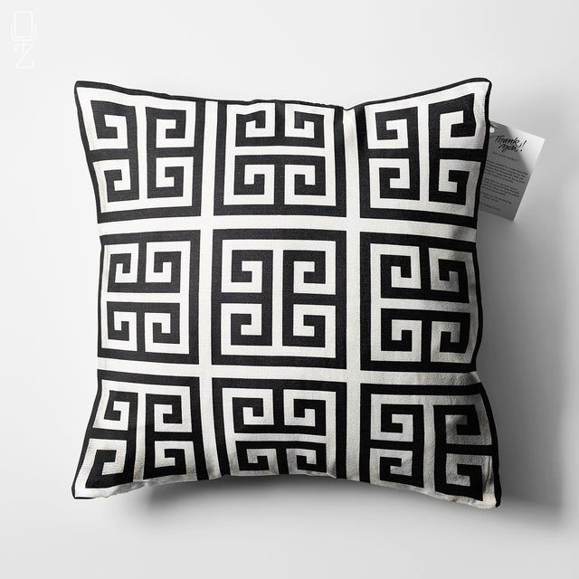 Geometric Pattern Black & White Cushion Cover