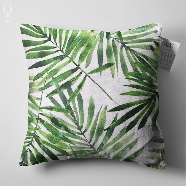 Tropical Green Leaf Design Pillow Covers
