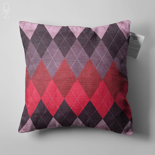 Diamond Pattern Pillow Cover with Warm Colours