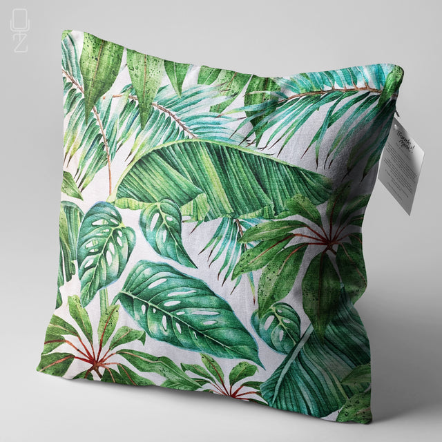 Green Tropical Eucalyptus Leaves Pillow Cover