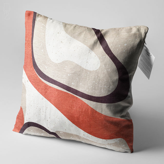 Orange & Ivory Abstract Line Cushion Cover