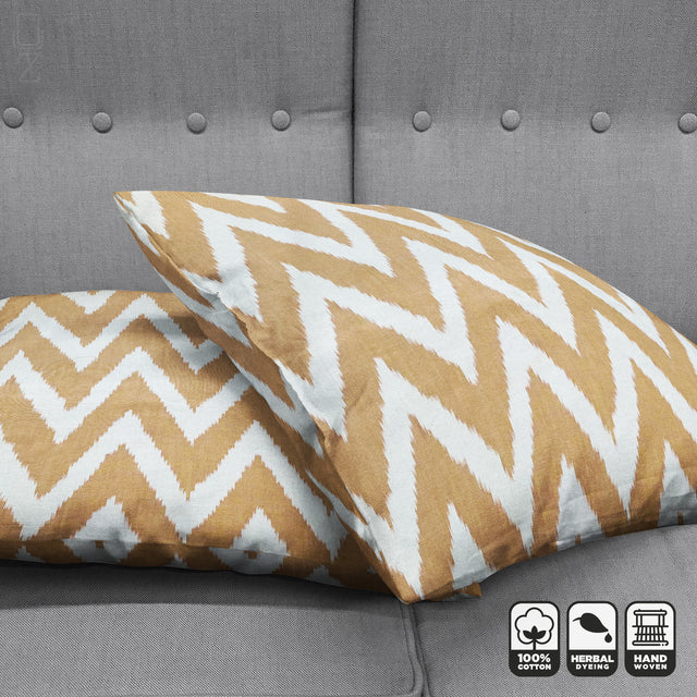 Cinnamon Zig Zag IKAT Decorative Cushion Cover