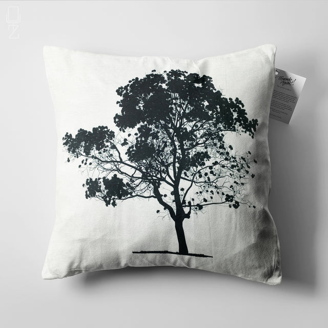 White Pillow Cover with Black Tree Design
