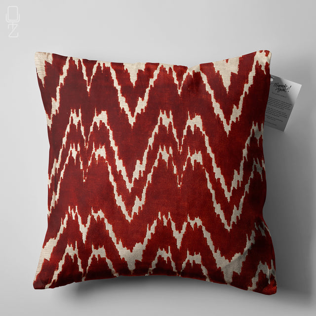 Orange Geometric Velvet Cushion Cover