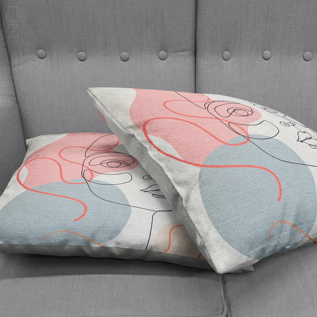 Abstract Face Pattern Pillow Cover