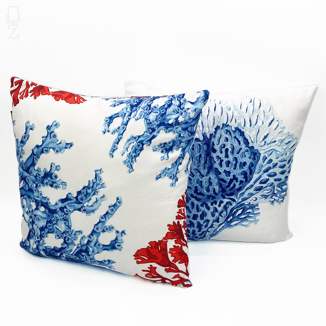 Set of 2 Cushion Covers with Coral Theme