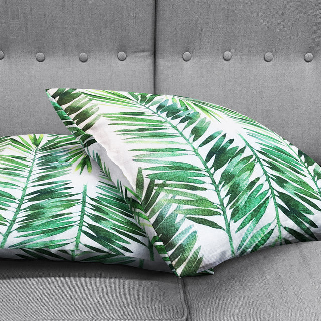 Tropical Eucalyptus Green Leaves Cushion Cover