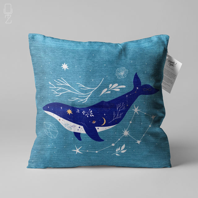 Whale Design Blue Decorative Pillow Cover