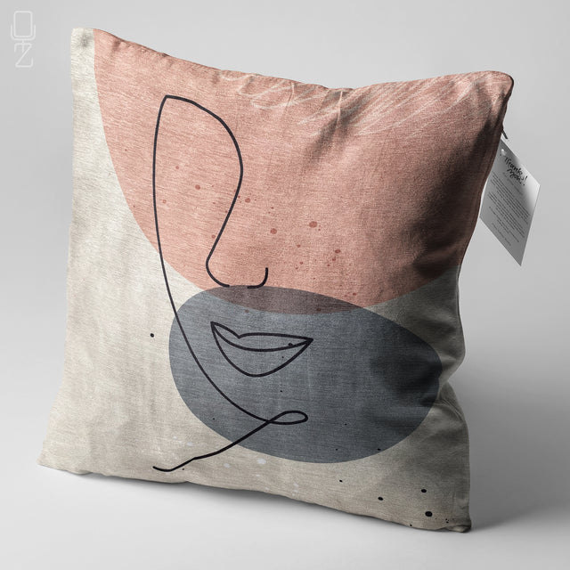Abstract Face Pattern Pillow Cover
