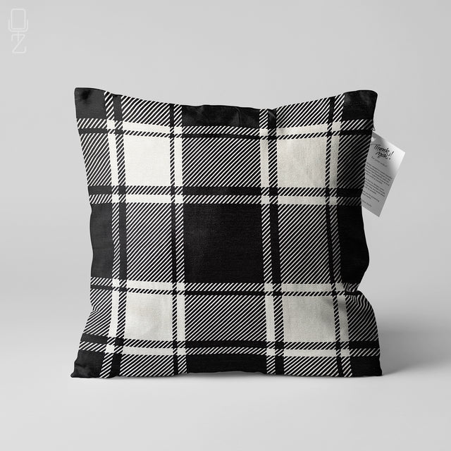 Gingham Cushion Cover with Black & White