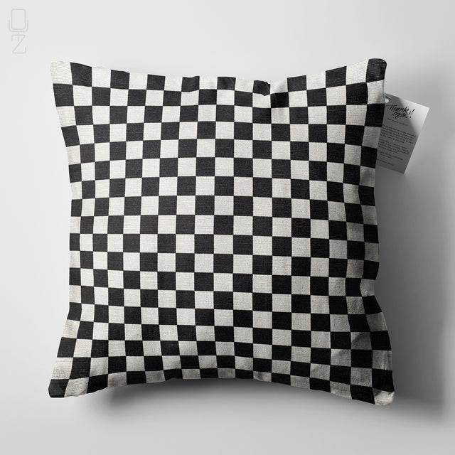 Black Checker Pattern Decorative Cushion Cover
