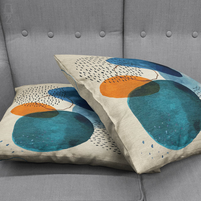 Ivory Pillow Cover with Watercolour Patterned