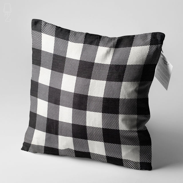 Gingham Cushion Cover with Black & White