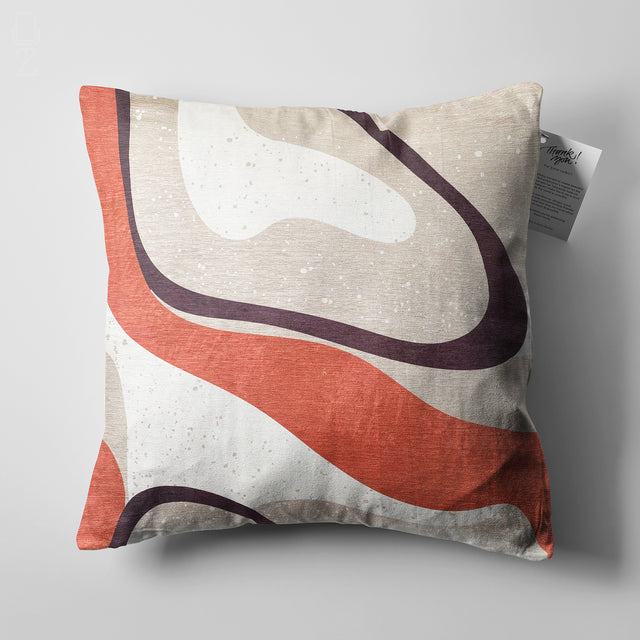 Orange & Ivory Abstract Line Cushion Cover