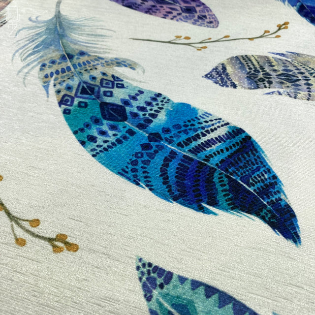 Cushion Cover with Blue & Purple Feather Design
