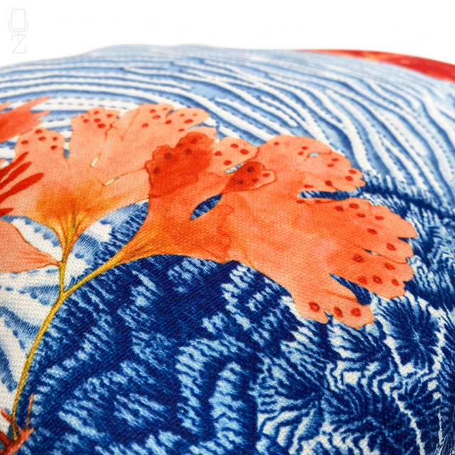 Red Cushion Cover with Blue Coral Reef