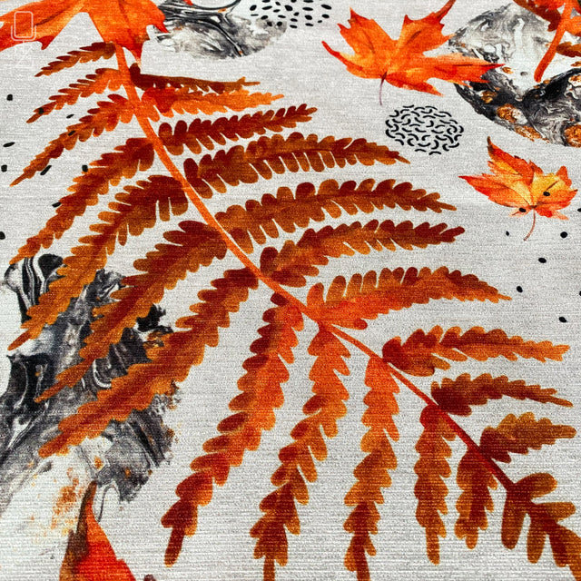 Cushion Cover with Orange & Black Dry Leaves