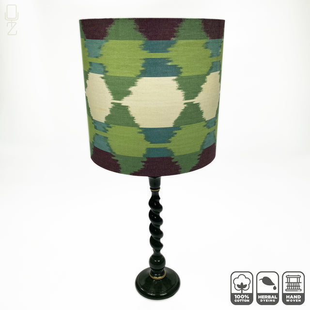 Traditional Ikat Green & Ivory Lampshades